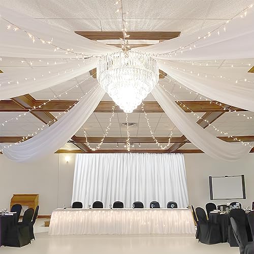 White Ceiling Drapes for Wedding 4 Panels