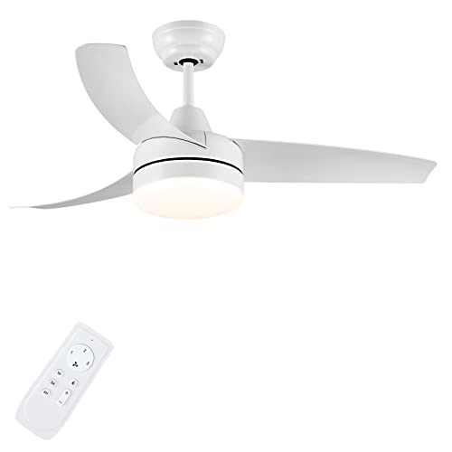 White Ceiling Fan with Light Remote Control