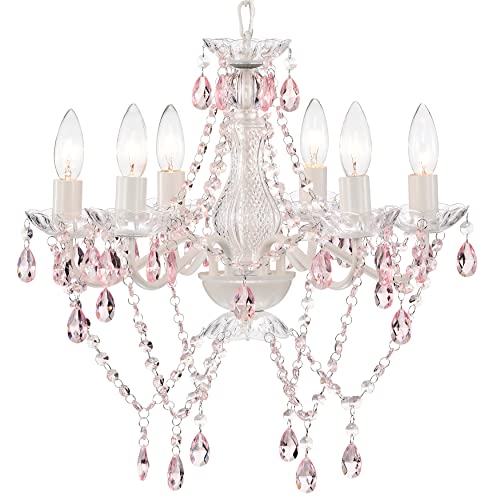 White Chandeliers Pink Crystal Chandelier Lighting Fixture