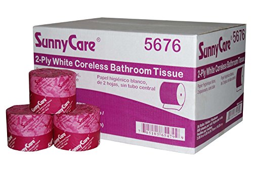 White Coreless Bathroom Tissue 36 Rolls