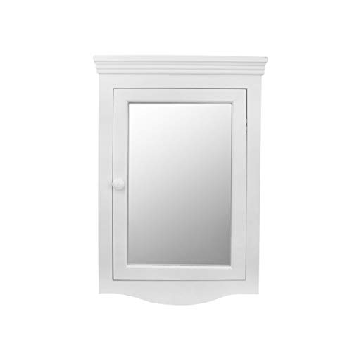 White Corner Wall Mount Medicine Cabinet with Mirror
