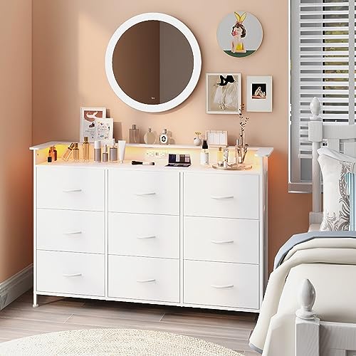 White Dresser with LED Light: Stylish and Functional Storage Solution