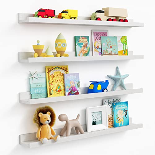 White Floating Shelves Kids Bookshelf Set