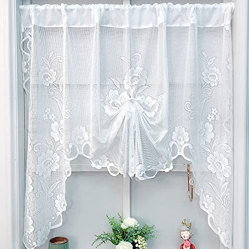 White Floral Lace Curtain Panel For Kitchen And Bathroom Decoration 51HDGD8VdZL 