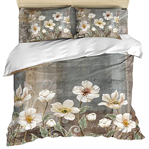 White Flower Quilt Bedding Set