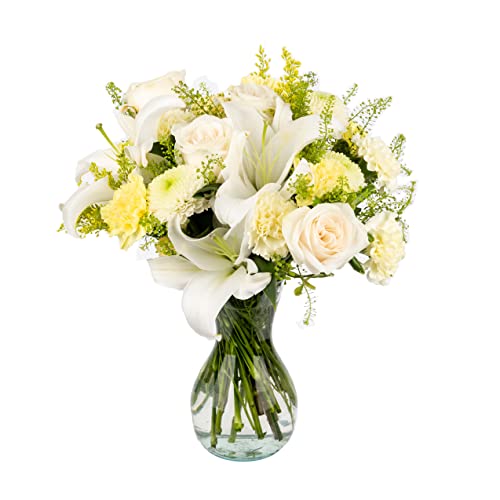 White Fresh Flower Bouquet with Vase