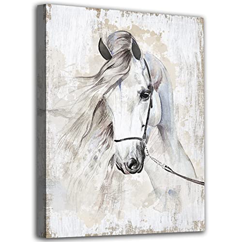 White Horse Canvas Wall Decor