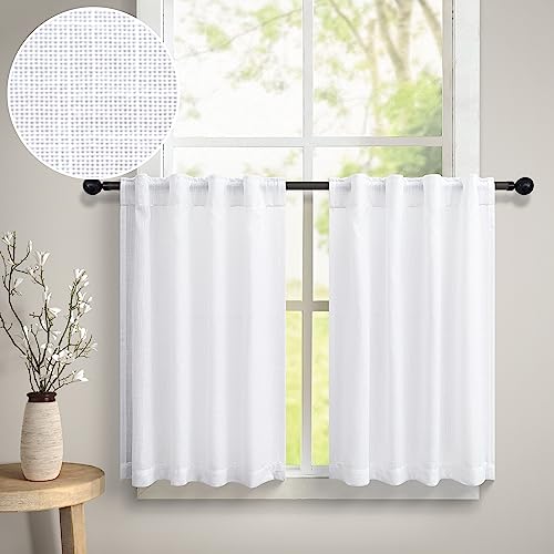 White Kitchen Cafe Curtains 24 Inch Length