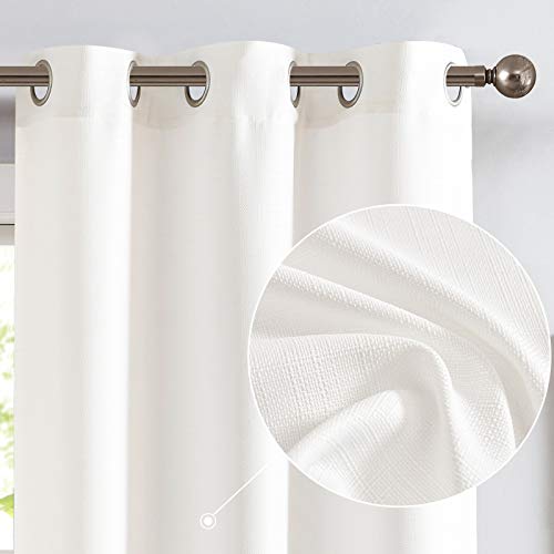 White Light Filtering Curtains 84 Inch Long - Lazzzy Faux Linen Curtains