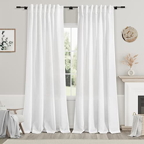 White Linen Curtains 84 inches Long