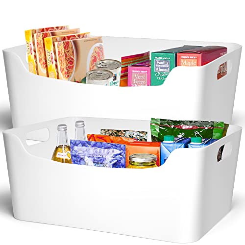 White Pantry Storage Bins for Organizing