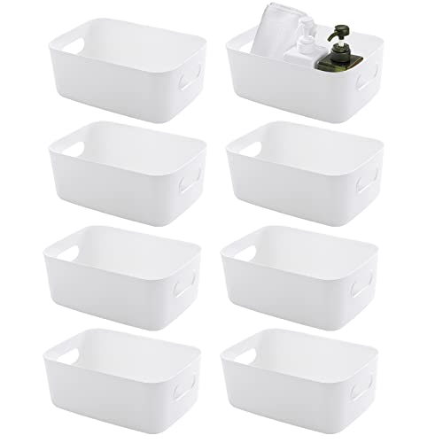 White Plastic Storage Baskets 8 Pack
