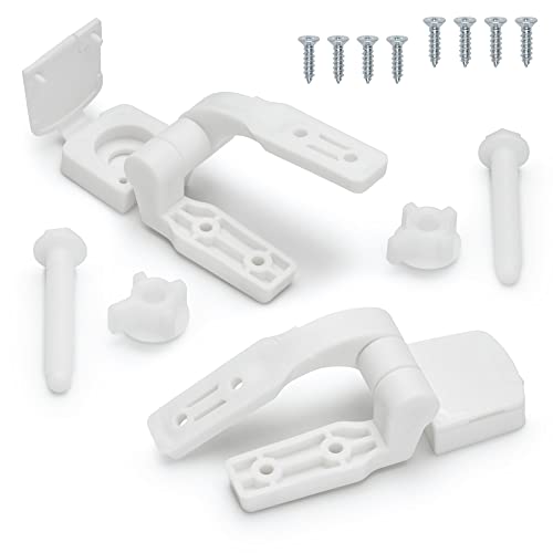 White Plastic Toilet Seat Hinge Replacement with Bolts Screw and Nuts