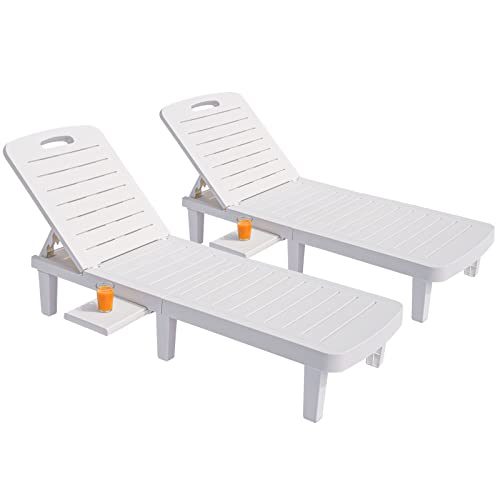 White Pool Chaise Lounge Set of 2