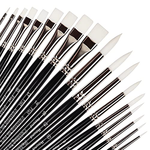 White Sable Paint Brush Set - 18PCS