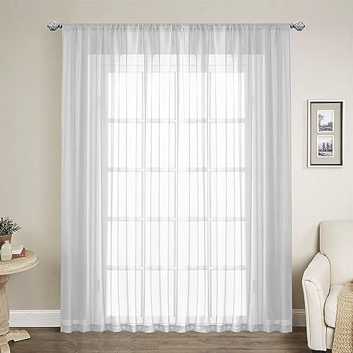 White Sheer Curtains 72 inches Long 1 Panel Set