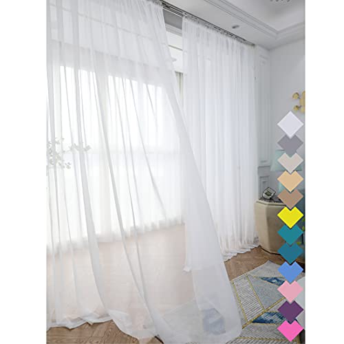 White Sheer Curtains 84 Inches Long 2 Panels