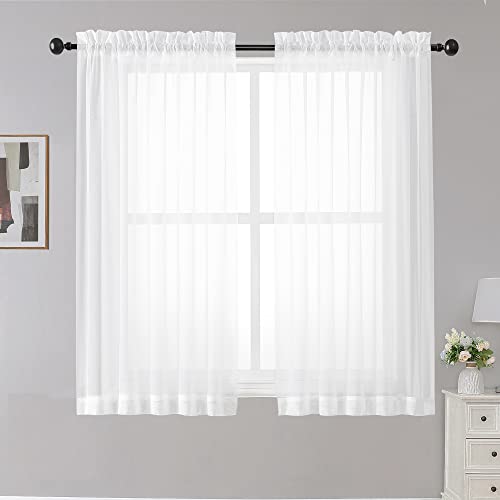 White Sheer Curtains for Kitchen and Bedroom