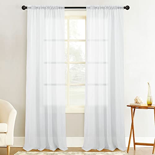 White Sheer Curtains for Living Room and Bedroom