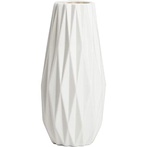 White Simple Ceramic Flower Vase -7.5inch