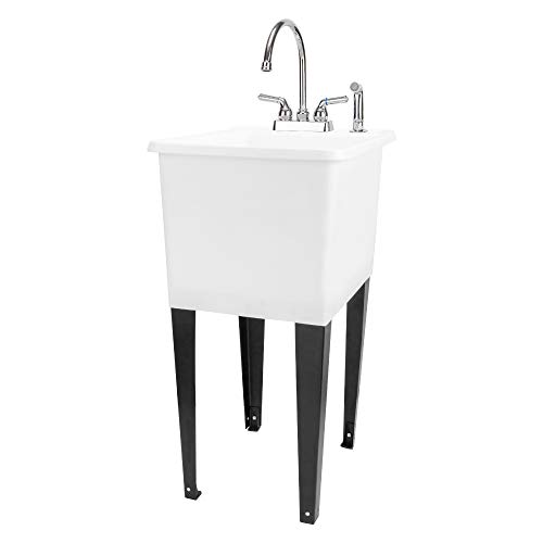 White Space Saver Laundry Tub with Chrome Faucet
