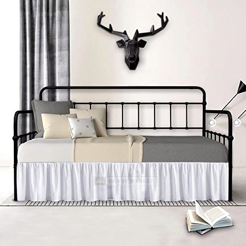 White Twin Daybed Skirt with Split Corners