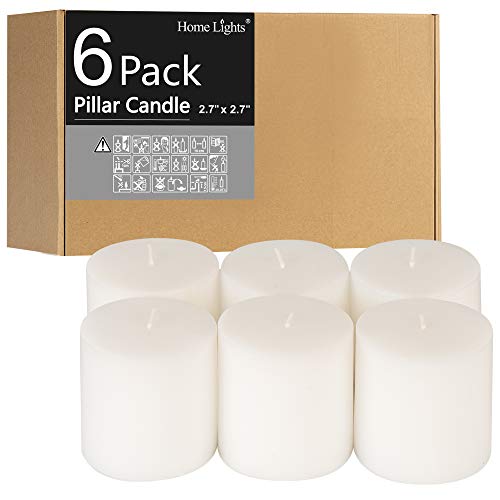 White Unscented Smokeless European Pillar Candles