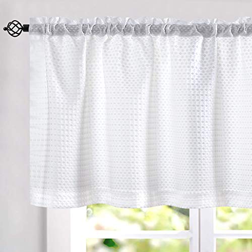 White Valance Curtain with Waffle Weave Design - Elegant and Functional