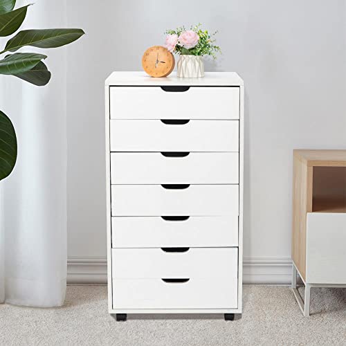 White Wood File Cabinet - Mobile Storage and Drawer Organizer