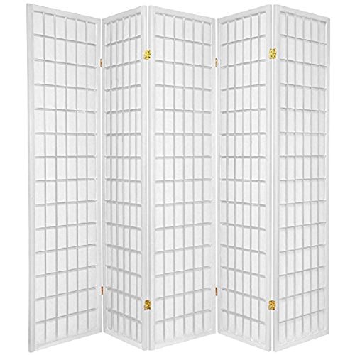 White Wood Room Divider - 5 Panels