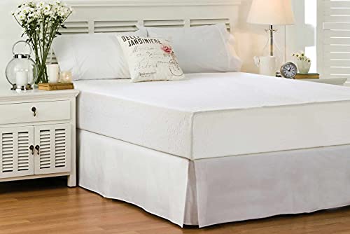 Whitecottonworld Full Size Bed Skirt 600 TC Egyptian Cotton 18 Inch Drop Easy Fit - Bed Skirt for Full 54x75 Inch Beds - Center & Corner Pleats, White Solid
