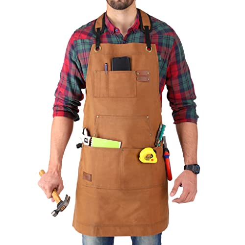 WHITEDUCK Work Apron - Heavy Duty Woodworking Apron with Pockets