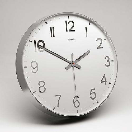 Silver 12" Silent Non-Ticking Wall Clock - Modern Decor for Any Room