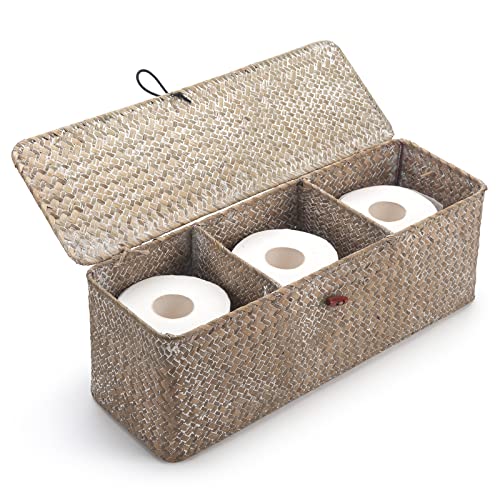 Whitewash Seagrass Toilet Roll Storage Basket