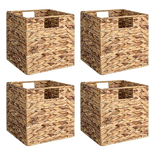 Wicker Storage Cubes with Liners - Handwoven Water Hyacinth Baskets