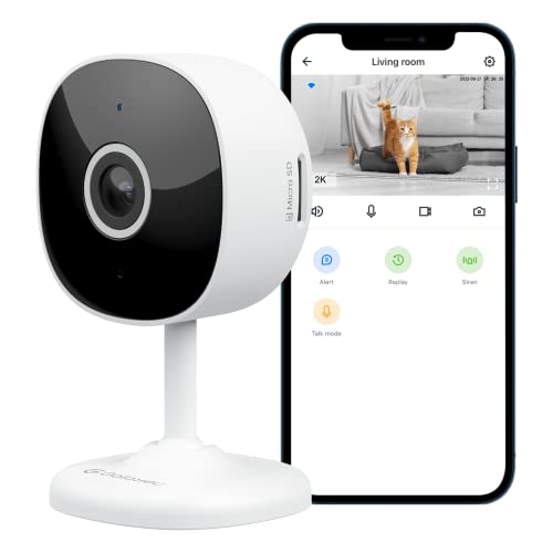 2K Indoor Home Security Camera with Phone App & 24/7 Storage