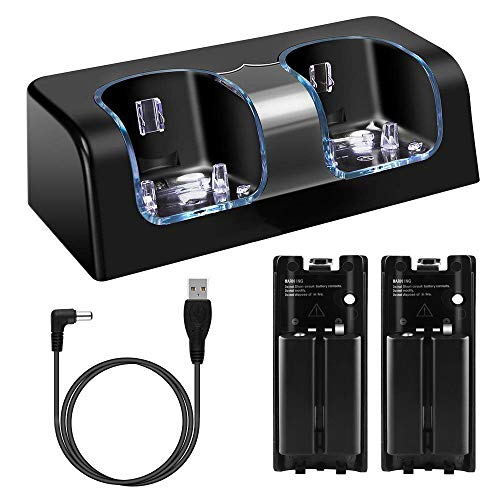 YZGame Dual Charger Dock with Rechargeable Batteries - Black