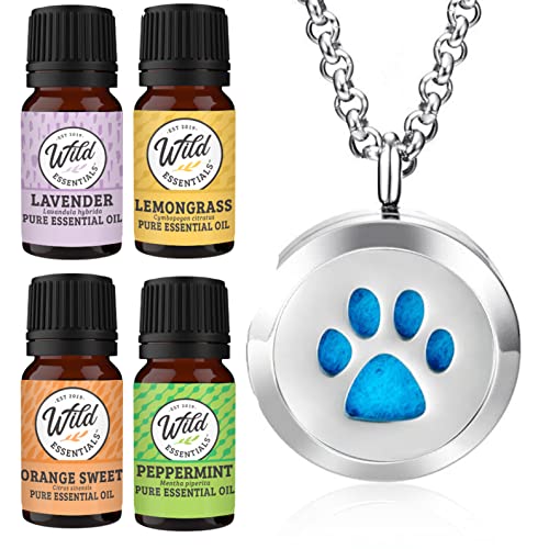 Wild Essentials Dog Paw Necklace Essential Oil Diffuser Kit