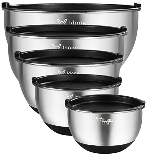 Wildone Stainless Steel Mixing Bowls with Airtight Lids