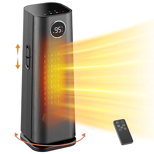 1500W Fast Electric Portable Ceramic Heater with Remote, 24H Timer & Thermostat