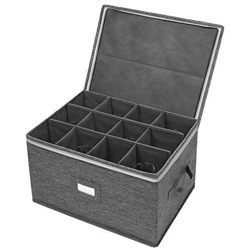 Wine Glass Storage Box Containers for Glassware (Grey)