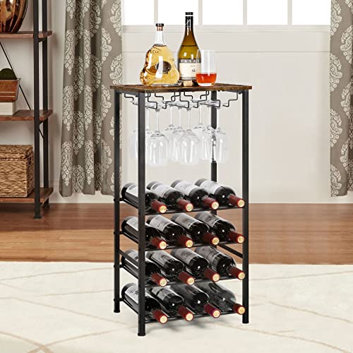 Wine Rack Table with GlassBottle Holder