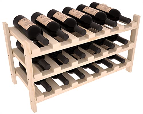 Modular Pine Wine Rack - Durable Storage for 18 Bottles