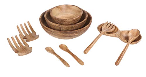 Winlay Wooden Serving Bowls and Spoon Set