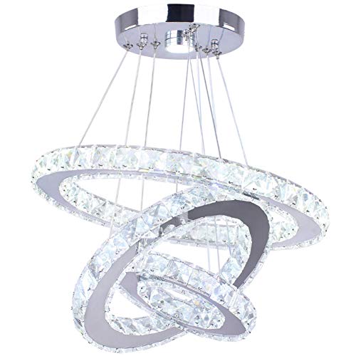 Winretro LED Crystal Chandelier - 3 Ring Pendant Light