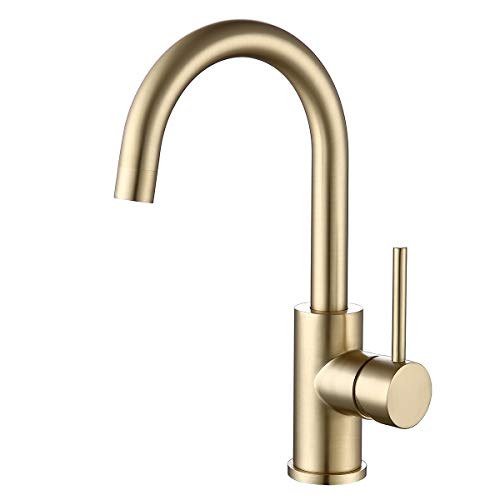 WiPPhs Brushed Gold Mini Single Handle Kitchen Faucet