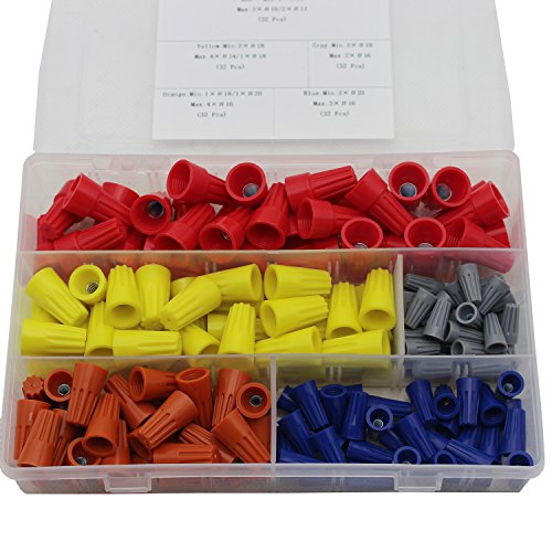 Wire Connectors Screw Terminals with Spring Insert Twist Nuts Caps Connectors Assortment Kit for 160pcs