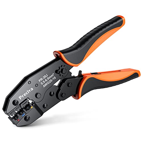 Wire Crimping Tool, Preciva Ratcheting Wire Crimper Tool Crimping Pliers for AWG20-10 Wire, Suitable for Insulated Electrical Wire Connectors