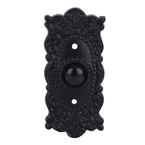 Wired Iron Doorbell Chime Push Button Vintage in Black Powder Coat Finish