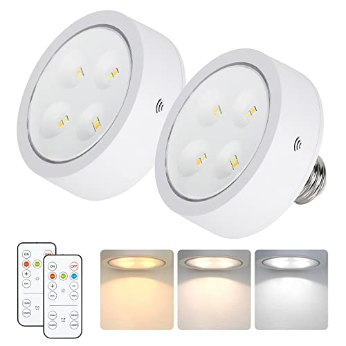Lighting Ceiling Lamps Shades Bulbs With Remote,Battery Powered LED Puck  Lights With E26 Screw In,AA Battery Wireless Light Bulb For Non Electric  Wall
